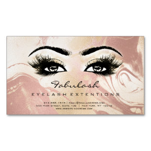 Beauty Salon Marble Rose Gold Adress Makeup Lashes Magnetic Business Card