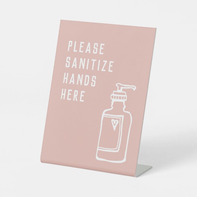 Beauty Salon Minimalist Pink Sanitise Hands Pedestal Sign (Front)