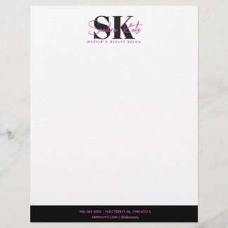 Beauty Salon Monogram Custom Logo Black Pink White Letterhead
