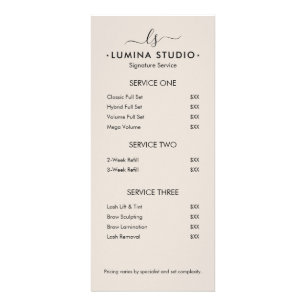 Beauty Salon Monogram Initials Price List Sand Rack Card