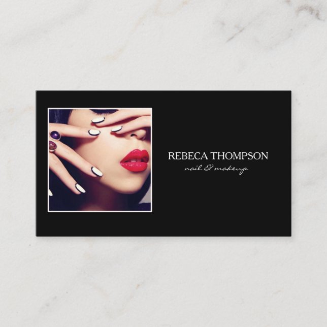 Beauty Salon Nail & Makeup Profesional Artist Business Card (Front)