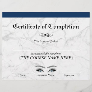 Beauty Salon Navy Marble Certificate of Completion