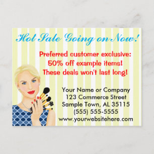 Beauty, Salon or Makeup Sales Announcement Postcard