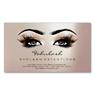 Beauty Salon Pink Rose Gold Adress Makeup Lashes Magnetic Business Card