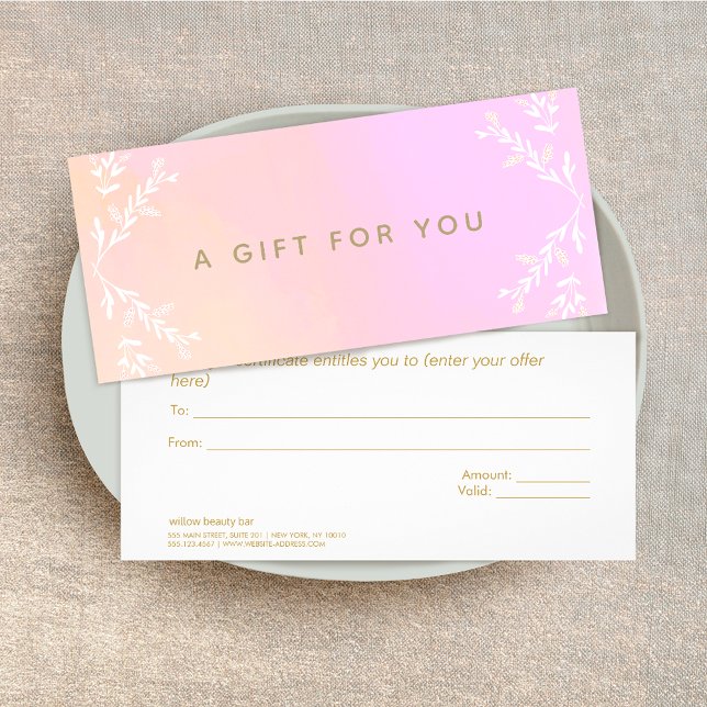 Beauty Salon Pink Watercolor Gift Certificate (Creator Uploaded)