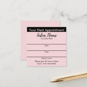 Beauty Salon Pink Your Next Appointment Reminder Card