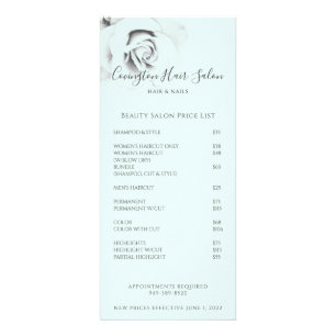 Beauty Salon Price and Services Rack Card