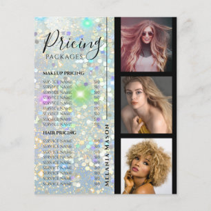 Beauty Salon Pricing Custom Photo Holo Glitter Flyer