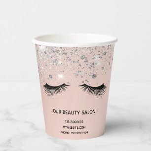 Beauty salon rose gold silver lashes paper cups
