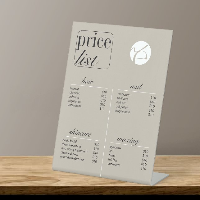 Beauty Salon Service Price List Pedestal Sign (Creator Uploaded)