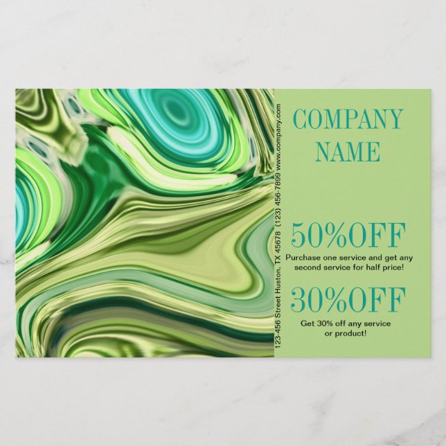 beauty salon SPA abstract lime green watercolor Flyer (Front)
