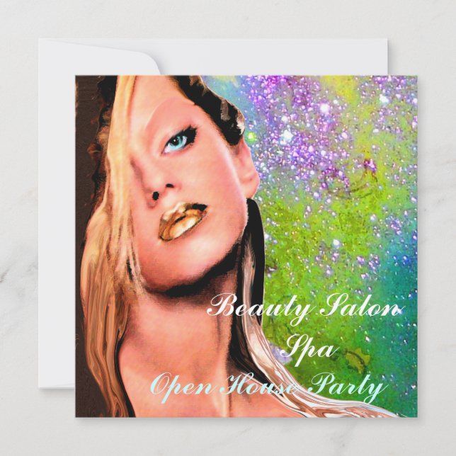 BEAUTY SALON SPA  Open House Party Monogram Invitation (Front)