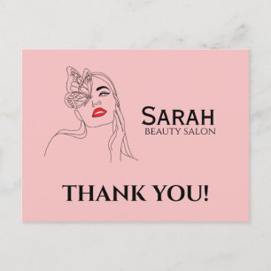 Beauty salon thank you postcard
