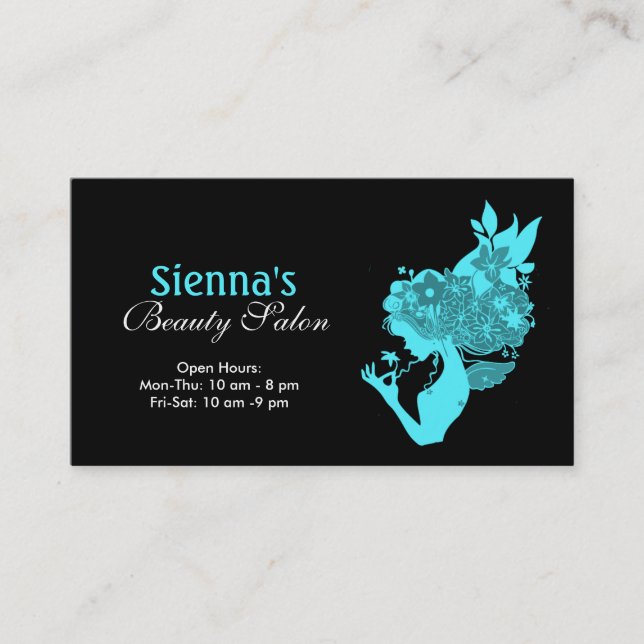 Beauty Salon (Turquoise) Business Card (Front)