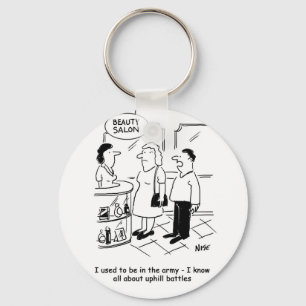 Beauty Salon & Uphill Battles. Funny Key Ring