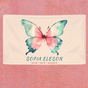 Beauty Salon Watercolor Butterfly Chic Blush Pink  Banner