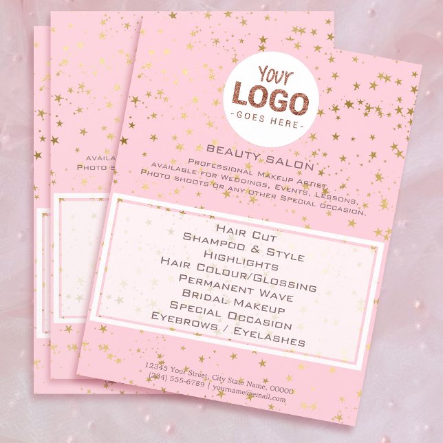 beauty salon your logo on stars pattern flyer (Creator Uploaded)
