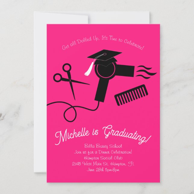 Beauty School Graduation Party Hair Stylist Invitation (Front)