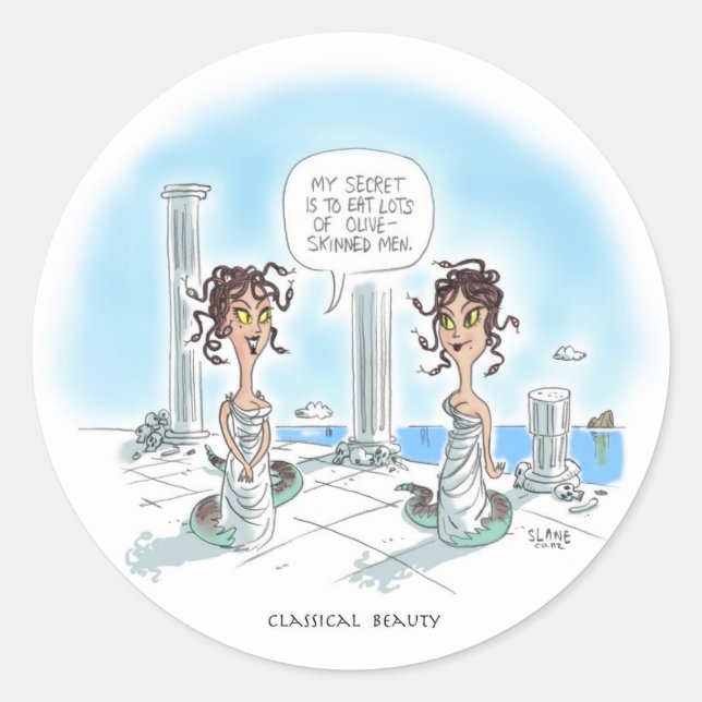 Beauty Secrets of the Medusa Classic Round Sticker (Front)