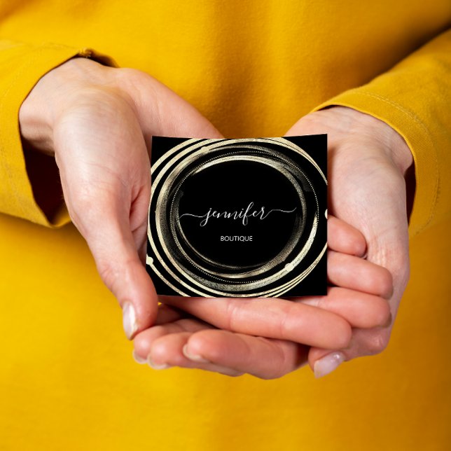 Beauty Shop Couch Gold Black White QR Code Logo   Square Business Card (Beauty Shop Couch Gold Black White QR Code Logo Square Business Card)