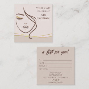 Beauty Skin Care Gift Certificate Card