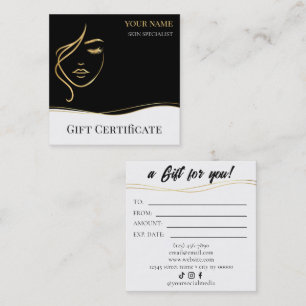 Beauty Skin Care Gift Certificate Card