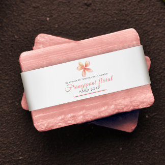 Beauty soap label frangipani flower custom invitation belly band