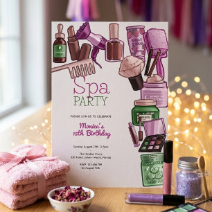 Beauty spa birthday party invitation