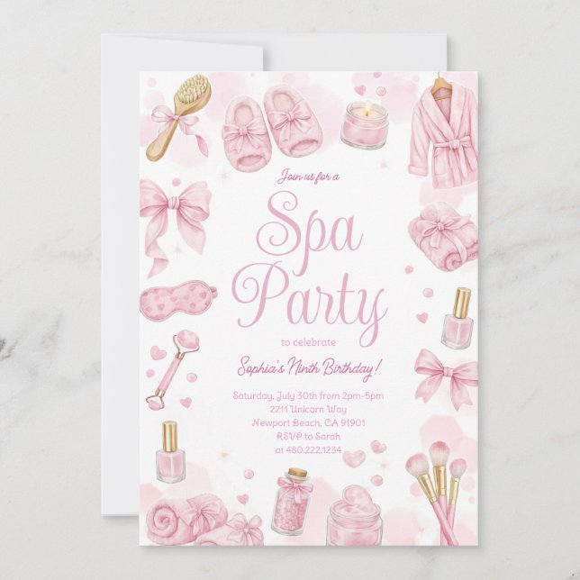 Beauty Spa Day Pink Party Invitation (Front)