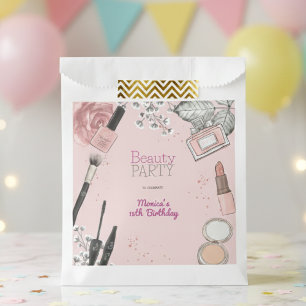 Beauty spa girly dusty rose birthday party favour bags