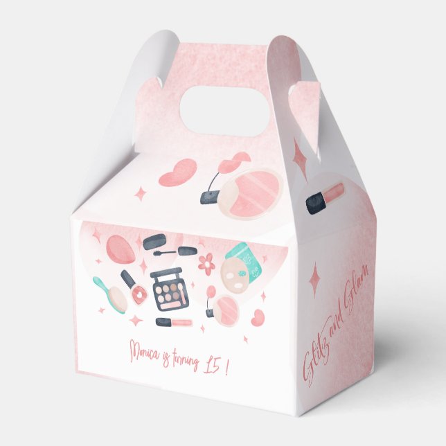 Beauty spa glitz and glam birthday party favour box (Front Side)