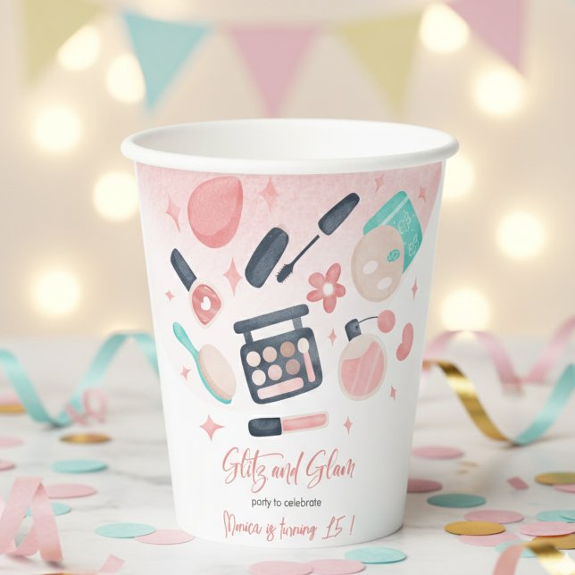 Beauty spa glitz and glam birthday party paper cups (Creator Uploaded)