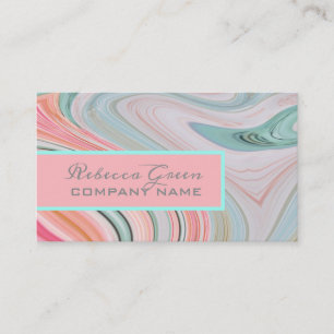 beauty SPA hair nail salon watercolor coral mint Business Card