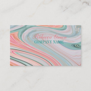 beauty SPA hair nail salon watercolor coral mint Business Card