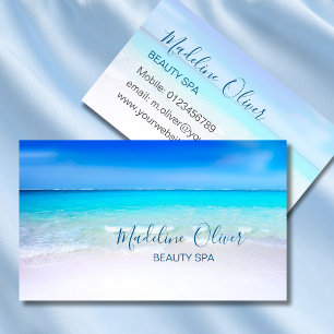 Beauty Spa Ocean Beach Sea Blue Stylish Business Card