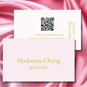 Beauty Spa QR Code Simple Pink Stylish Business Card