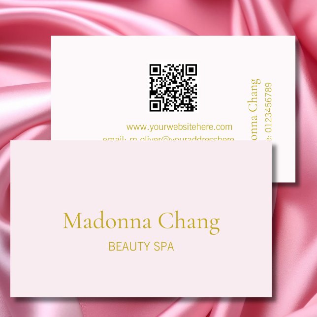 Beauty Spa QR Code Simple Pink Stylish Business Card (Creator Uploaded)