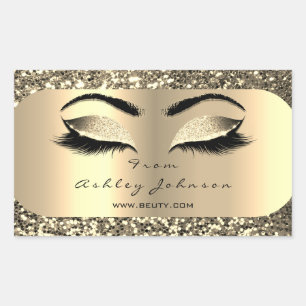 Beauty Sparkly Glitter Gold Lash Eyes From Address Rectangular Sticker