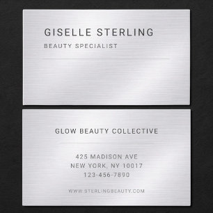 Beauty Specialist Silver Metallic Professional Business Card