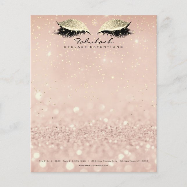 Beauty Studio Lashes Makeup Stylist Gold Blush1 Flyer (Front)