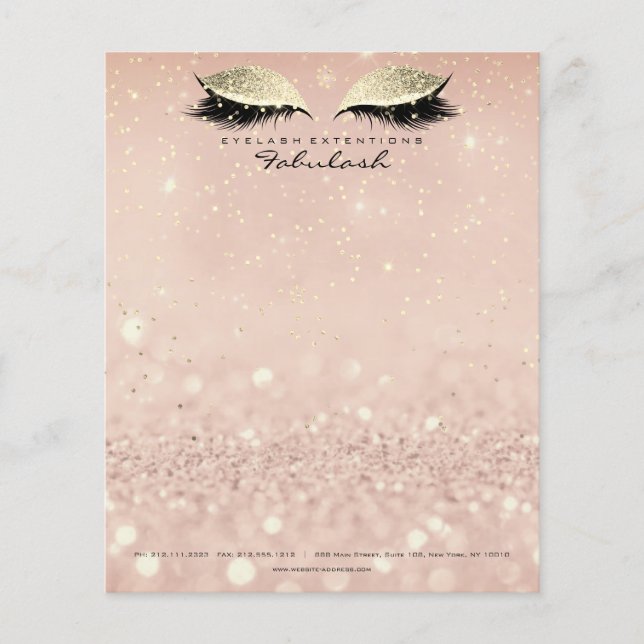 Beauty Studio Lashes Makeup Stylist Gold Blush Flyer (Front)