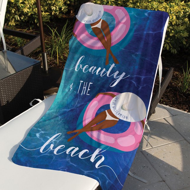 Beauty & The Beach Ocean African Woman on Float Beach Towel (Creator Uploaded)
