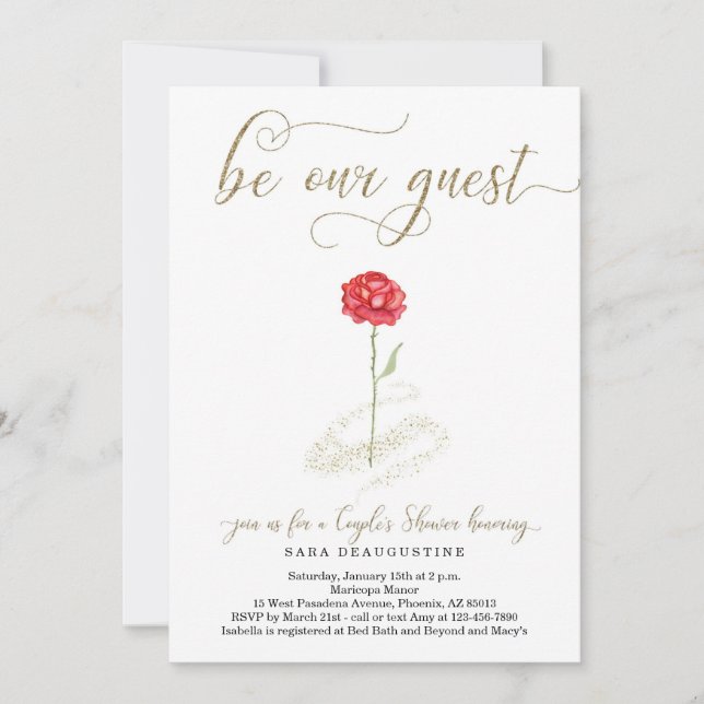 Beauty & the Beast Couple's Wedding Shower Invitation (Front)