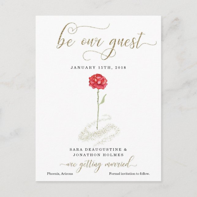 Beauty & the Beast Save the Date Announcement Postcard (Front)