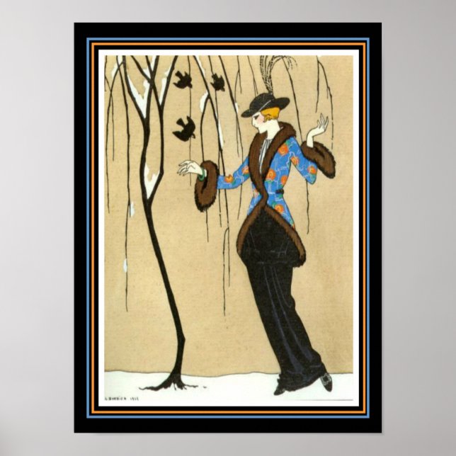 "Beauty & the Sparrow" Barbier Deco Print 12 x 16 (Front)