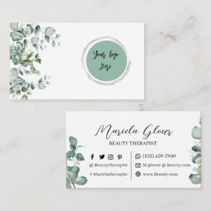 Beauty therapist watercolor eucalyptus business card