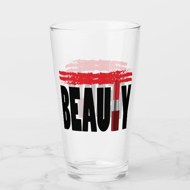 Beauty Typography Lipstick Glass (Front)