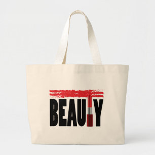Beauty Typography Lipstick Large Tote Bag