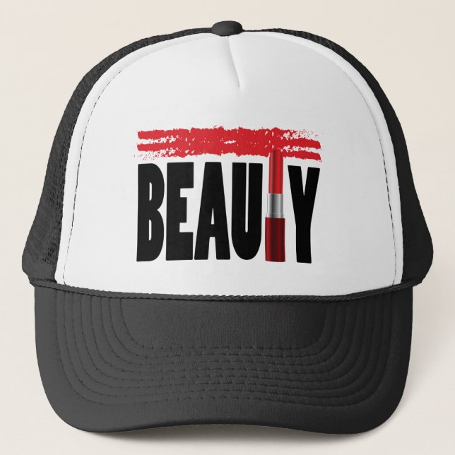 Beauty Typography Lipstick Trucker Hat (Front)