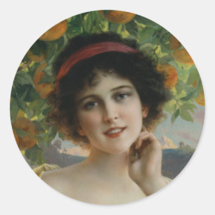 Beauty Under the Orange Tree Classic Round Sticker